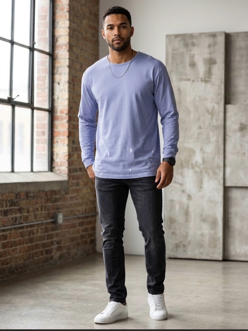 BYLT Premium Basics Performance Drop-Cut Long Sleeve Shirt Blue Large